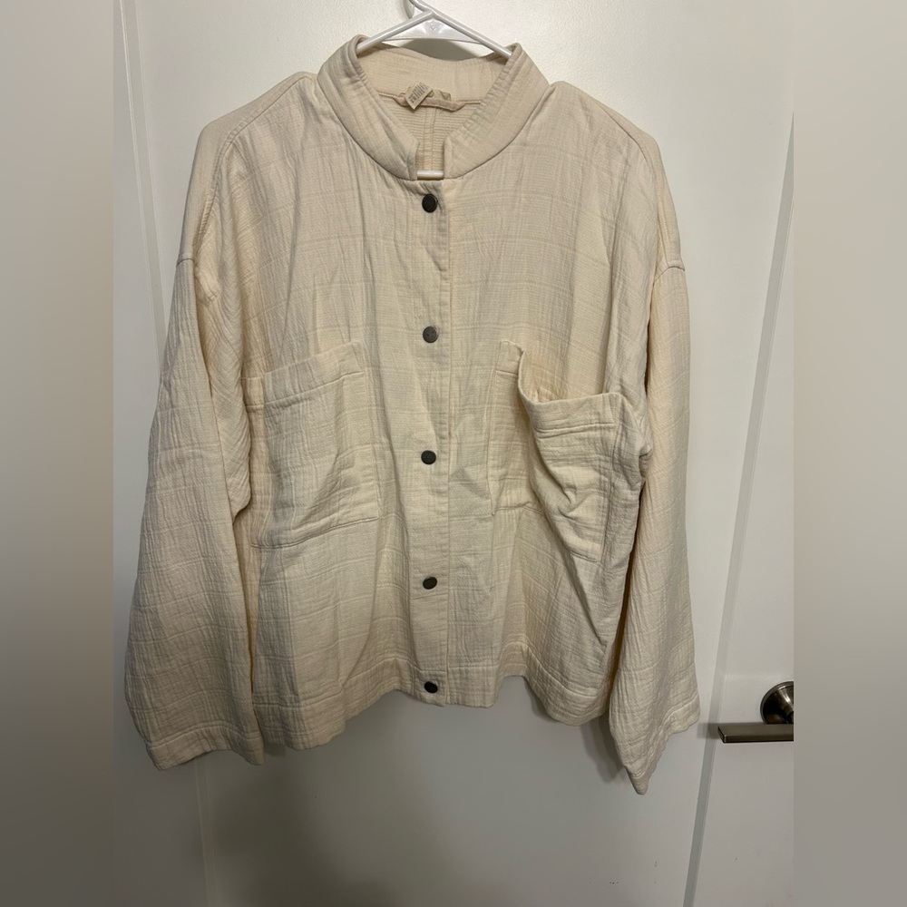 Eileen Fisher Mandarin Collar Channel Snap Jacket - Picture 2 of 11